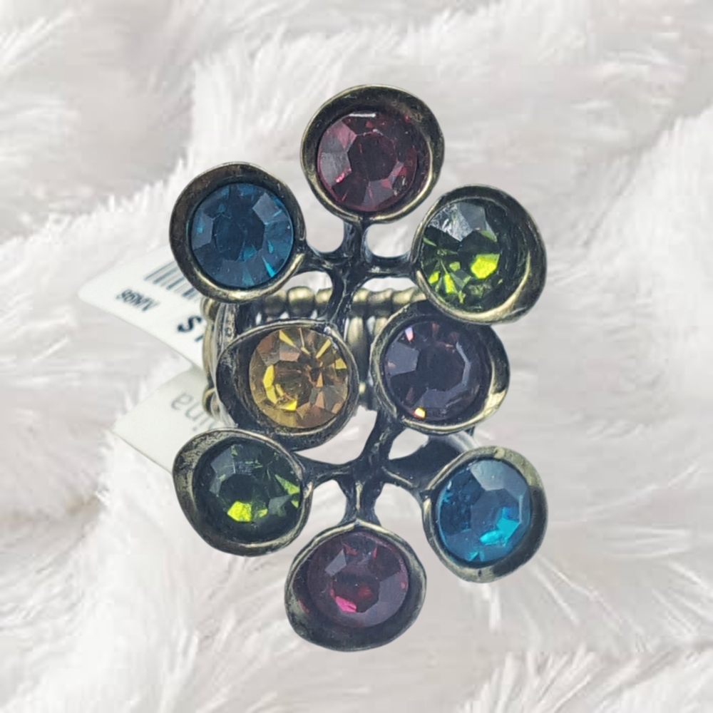Natasha ~ Multicolor Stones Slip-on Ring - Picture 2 of 5